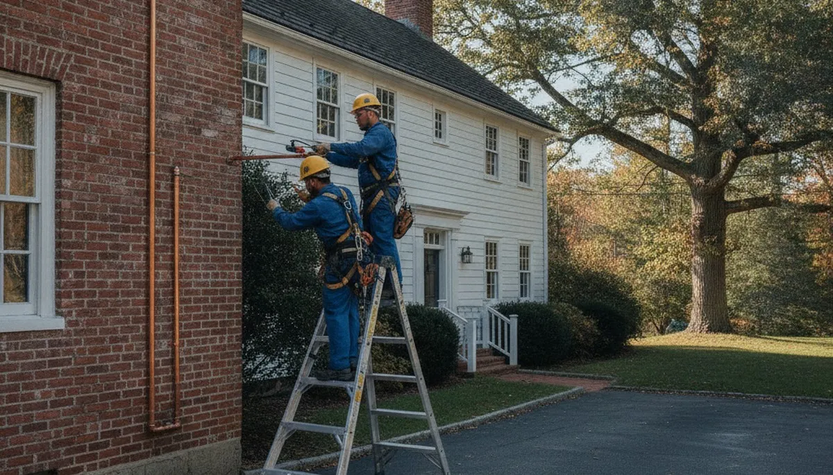 Plumber repairing a pipe in Reading, MA for residential plumbing service